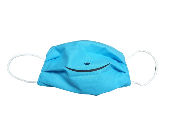 Masca de protectie ANALUCA cu pliuri pentru copii albastru turcoaz smile